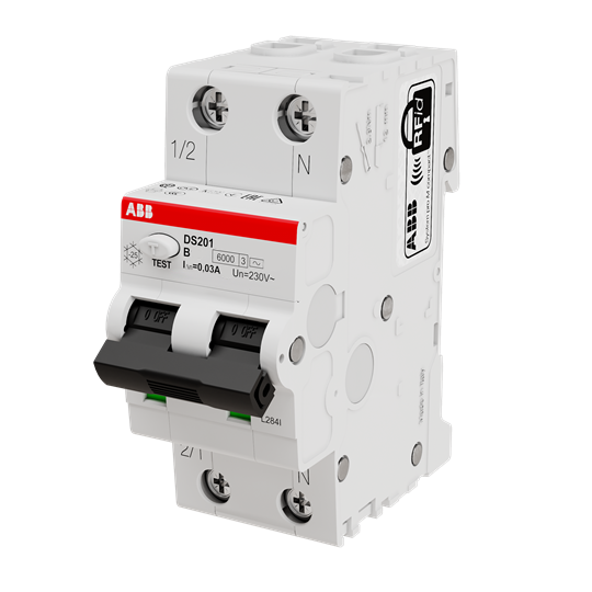 Дифавтомат ABB DS201 B20 AC30 (2П B 20A 30mA тип AC)