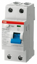 ABB F202 AC-25/0,1 УЗО 2-x полюсное 25А 100мА тип AC 10кА 230В 2CSF202001R2250 2CSF602041R1250 в Москве