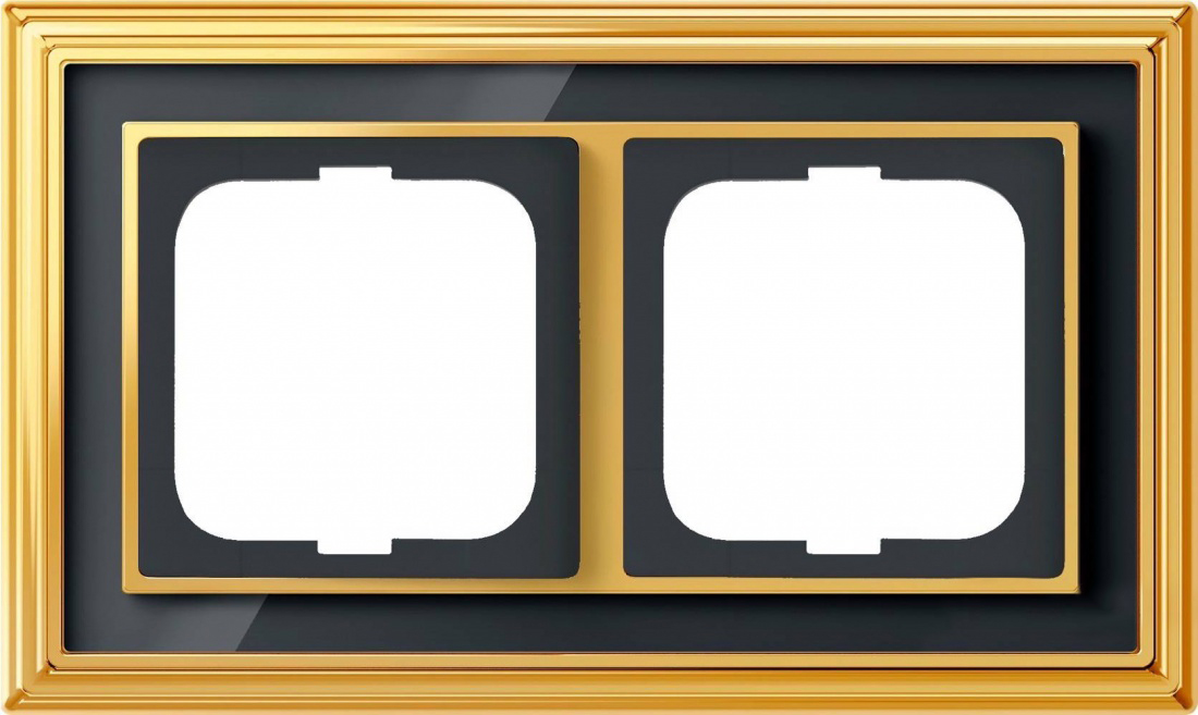 Рамка ABB Dynasty двухместная (латунь полированная, черное стекло) 2CKA001754A4566
