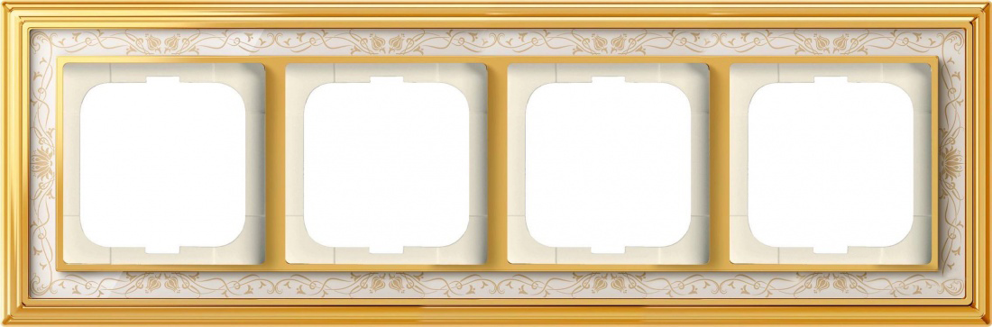 Рамка ABB Dynasty четырехместная (латунь полированная, белая роспись) 2CKA001754A4573