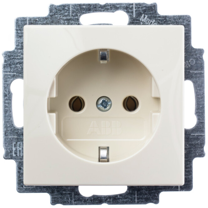 ABB Basic55 2CKA002018A1503 Розетка с заземляющим контактом (IP44, 16 А, крышка, в сборе, скрытая установка, chalet-белый) в Москве