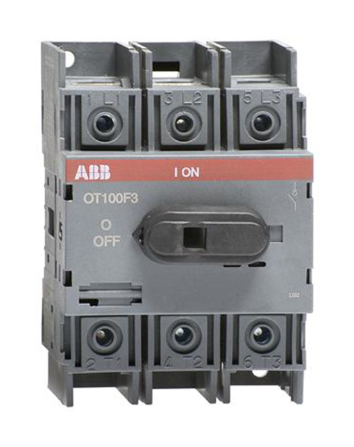 OT100F3 Рубильник 3полюсный 100А с ручкой на DINрейку или монтажную плату ABB 1SCA105004R1001 в Москве