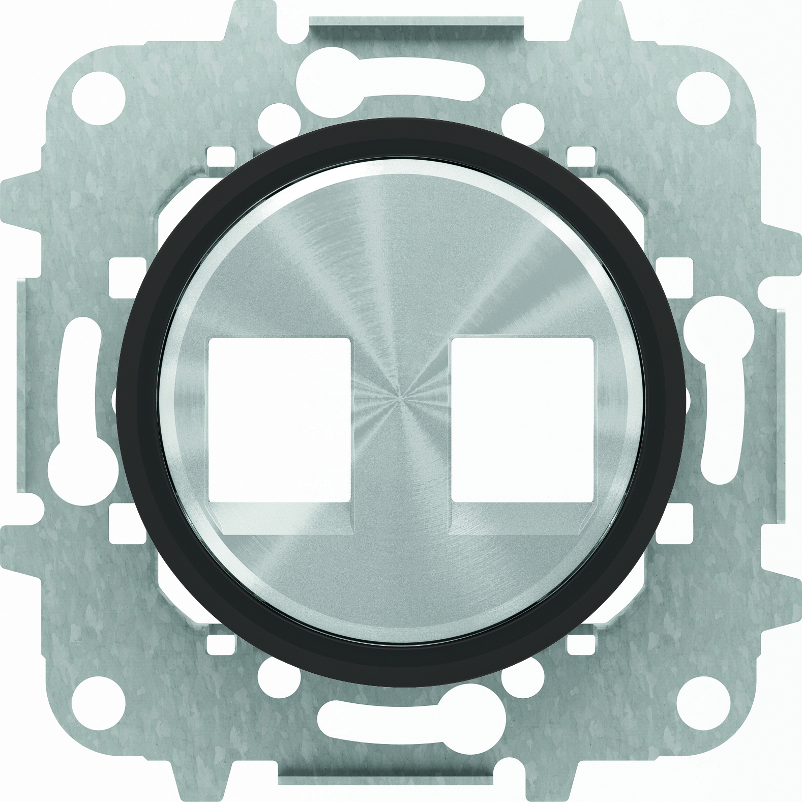 Розетка компьютерная двойная RJ45 5 кат. ABB Skymoon, черное стекло 2CLA201850A1001 + 2CLA861820A1501