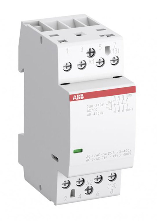 ABB Контактор ESB25-40N-14 модульный (25А АС-1, 4НО), катушка 12В AC/DC