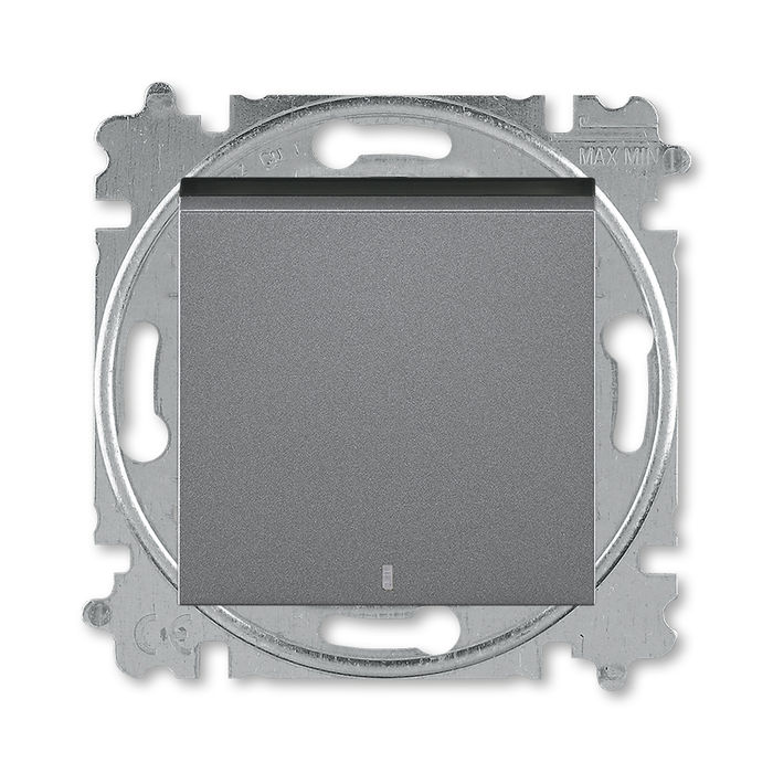 Переключатель одноклавишный с  подсветкой ABB Levit (с 2-х мест) 10А, сталь-дымчатый чёрный 2CHH590646A6069