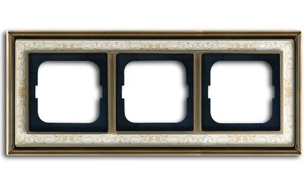 ABB Dynasty рамка 2-ная, цвет Латунь античная, белая роспись, арт. 1722-846-500 в Москве