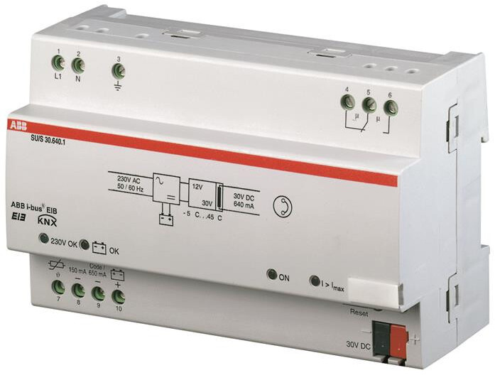 ABB KNX SU/S 30.640.1 Блок бесперебойного питания шины с интегрированным дросселем 640 мА DIN-рейка в Москве