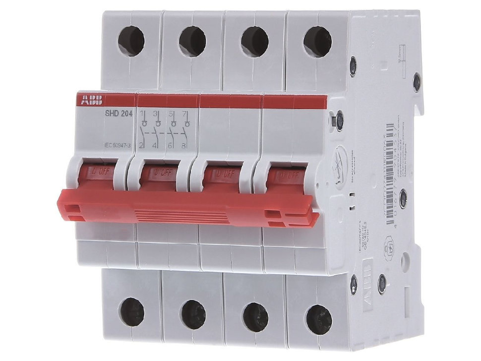 ABB SHD204 Рубильник 4P 16A рычаг красный