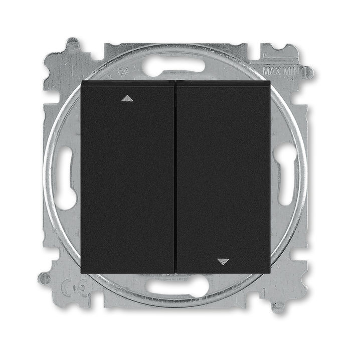 Выключатель управления жалюзи кнопочный ABB Levit антрацит-дымчатый чёрный 2CHH598845A6063