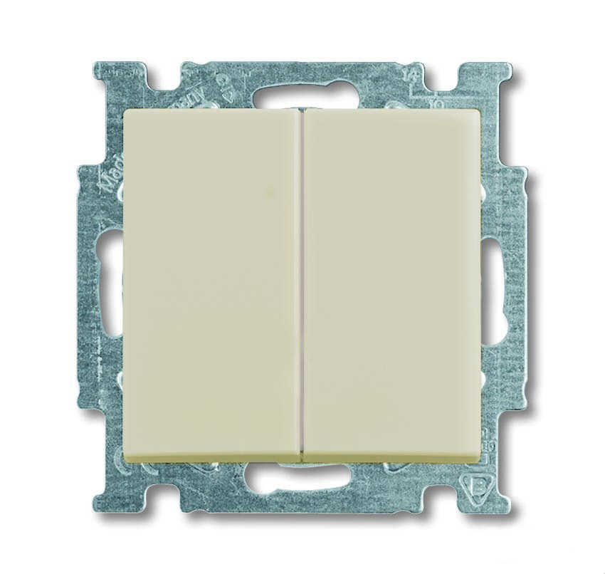 Переключатель двухклавишный (с 2-х мест) ABB Basic 55, слоновая кость 2CKA001012A2151