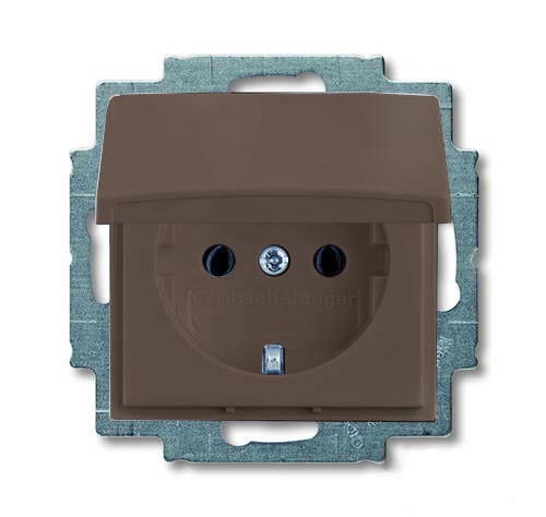 Розетка с заземлением с крышкой с безвинтовыми зажимами 16А, ABB Basic 55, шато-черный 2CKA002018A1499