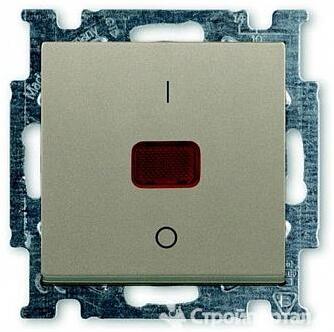Выключатель 1-клавишный двухполюсный BASIC55, с подсветкой, скрытый монтаж, шампань | код. 1020-0-0091 | ABB в Москве