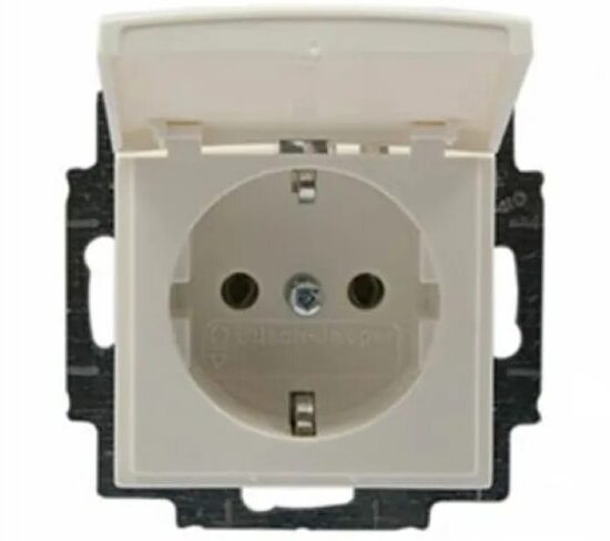 ABB Basic 55 Розетка с/з с крышкой бежевый (2018-0-0351) в Москве