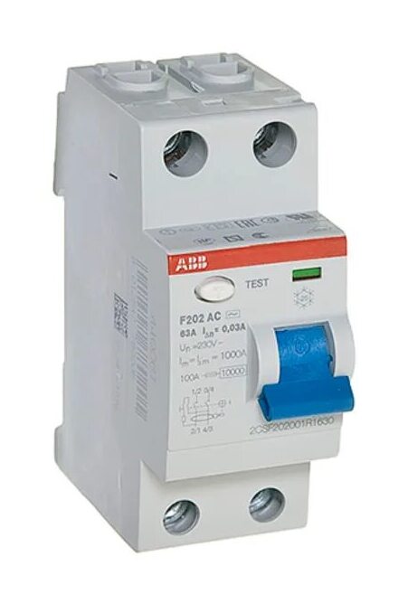 Выключатель дифференциального тока 2мод. F202 A-63/0,03 AP-R ABB 2CSF202401R1630 в Москве