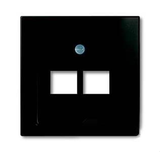 Розетка телефонная двойная RJ-11/12, ABB Basic 55, шато-черный 2CKA000230A0243 + 2CKA001753A0206