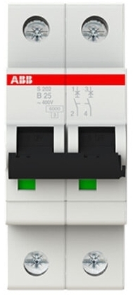 ABB S202 Автоматический выключатель 2P 10А (B) 6kA 2CDS252001R0105 в Москве