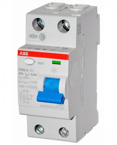 ABB F202 A-25/0,03 УЗО 2-х полюсное 25А 30мА тип А 230В 2CSF202101R1250 2CSF602041R1250 в Москве