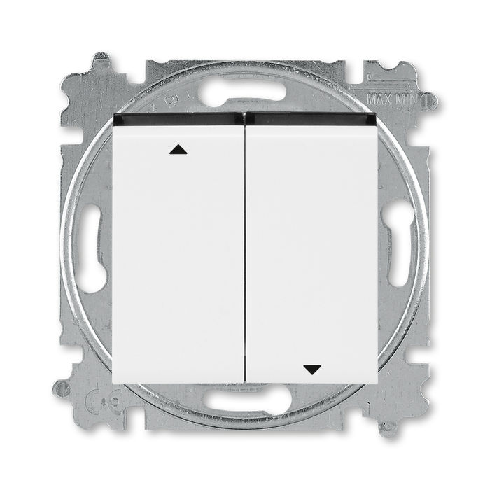 Выключатель управления жалюзи кнопочный ABB Levit, белый-дымчатый чёрный 2CHH598845A6062