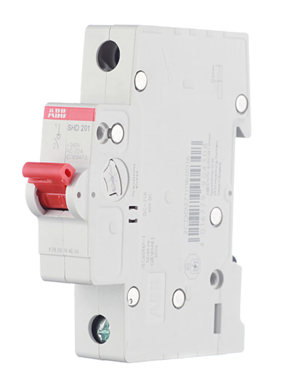 ABB SHD201 Рубильник 1P 25A рычаг красный