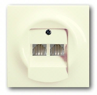 Розетка компьютерная двойная RJ45 5-й кат., ABB Impuls, слоновая кость 2CKA001753A0083 + 2CKA000230A0412