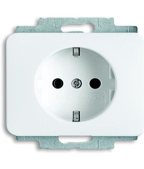 ABB ALPHA Розетка со шторками белая глянцевая 16А 250В SCHUKO (2013-0-5377) в Москве