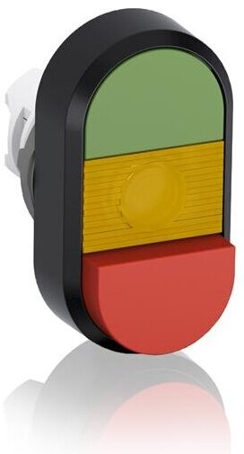 Abb COS Кнопка двойная MPD15-11Y (зеленая/красная-выступающая) желтая ли нза с текстом (START/STOP) в Москве